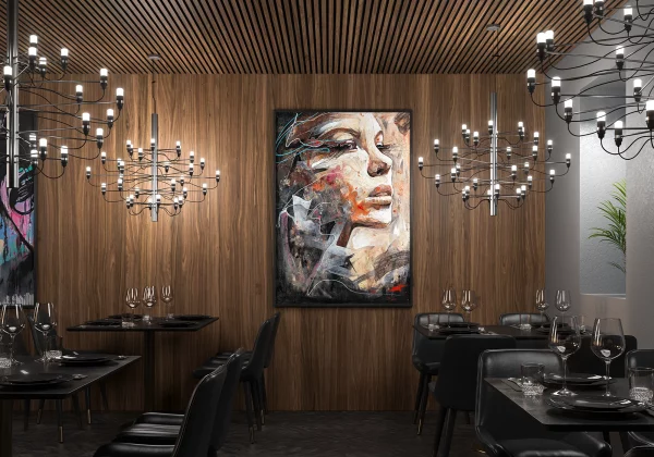 WS-Wood Diamond Walnut and Ribbon-Wood Diamond Walnut in restaurant