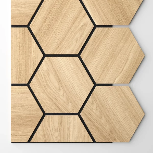 Ribbon-Hexagon Diamond Oak start panel with black acoustic felt