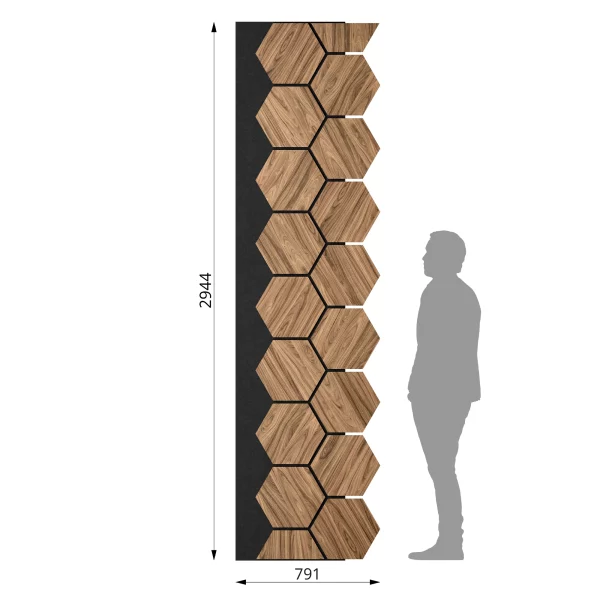 Ribbon-Hexagon Diamond Walnut joint panel with dimensions