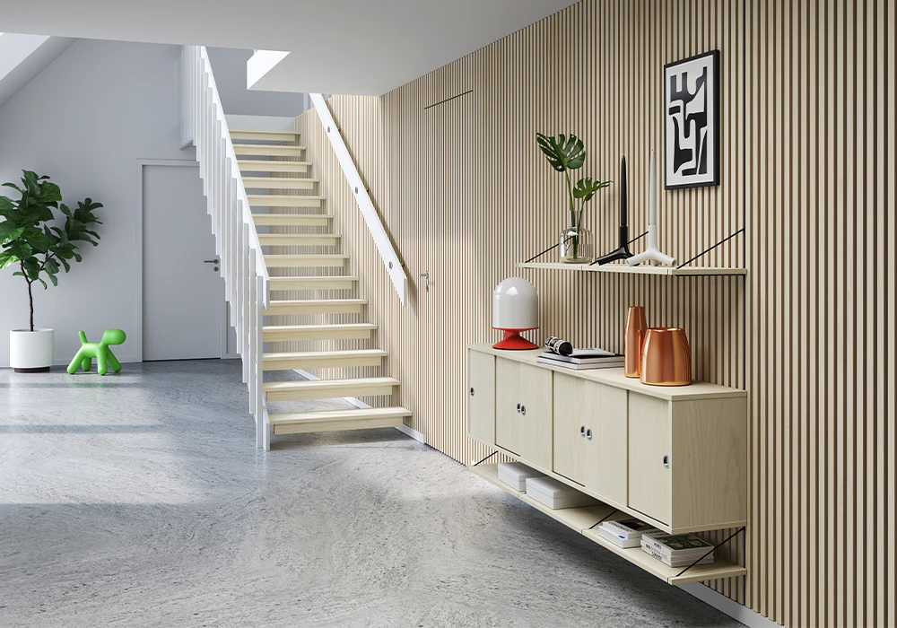 Brace Wall Cabinet and Wall shelf Diamond Ash in hallway